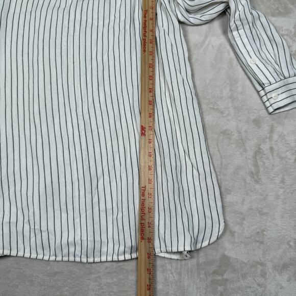 Tibi Frederic Off Shoulder Top Cotton Button Striped Beige Gray Women’s Size 10 - Picture 8 of 9